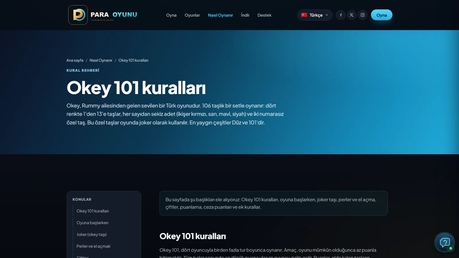 Okey 101 kuralları