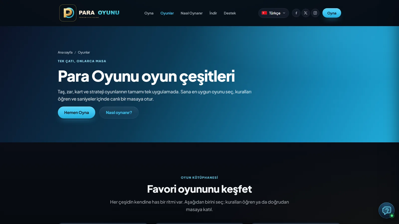 Oyunlar sayfası